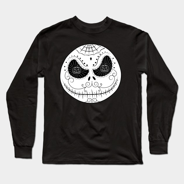 Cartoon Mexican Skull Sugar Long Sleeve T-Shirt by beatrizxe